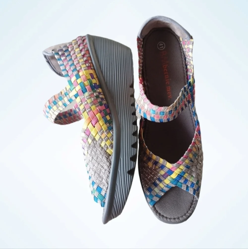 Nwt Bernie Mev Multicolor Wedges Shoes Sz 10